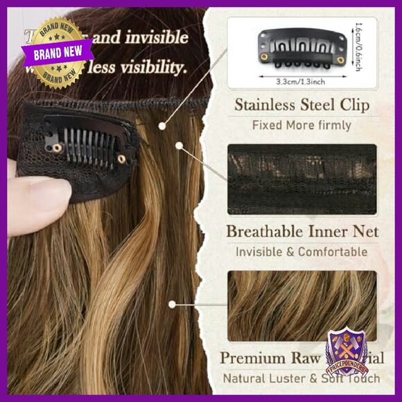 12 Inch Clip-In Hair Extensions, 6PCs Synthetic, Heat-Resistant, Voluminous main image 5